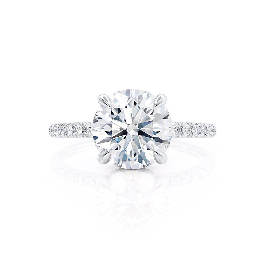 1 CT Round Hidden Halo & Pave Lab Grown Diamond Engagement Ring