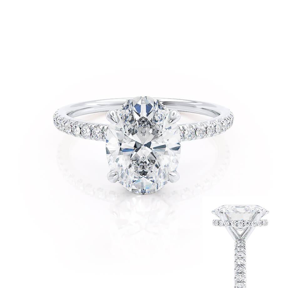 1.5 CT Oval Pave Lab Grown Diamond Engagement Ring