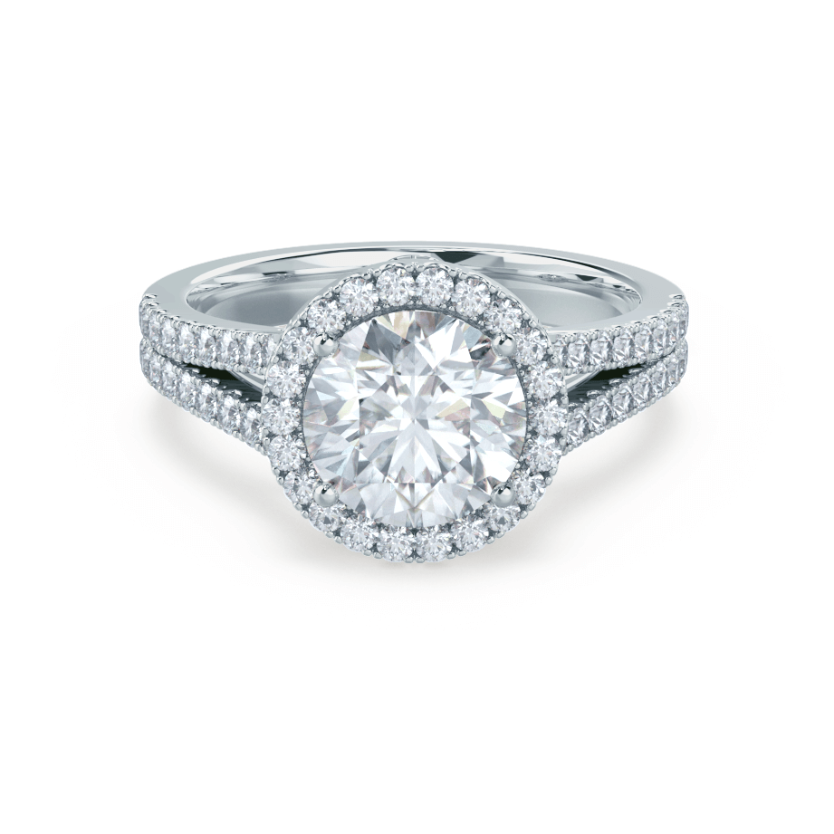 1 CT Round Halo & Pave Lab Grown Diamond Engagement Ring