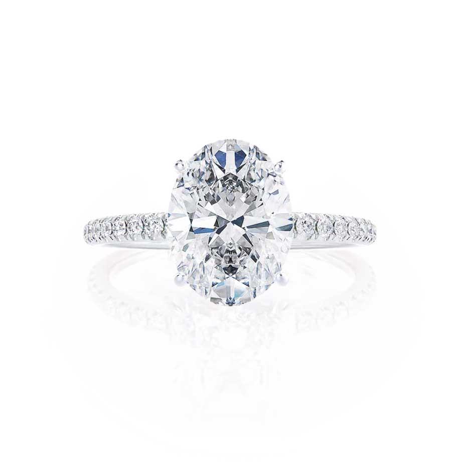 0.9 CT Oval Pave Lab Grown Diamond Engagement Ring