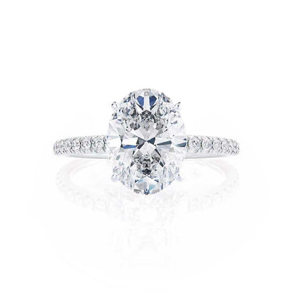 0.9 CT Oval Pave Lab Grown Diamond Engagement Ring