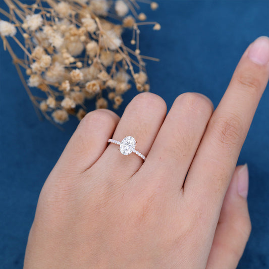 1.33 CT Oval Pave Lab Grown Diamond Engagement Ring