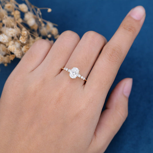 1.33 CT Oval Pave Lab Grown Diamond Engagement Ring