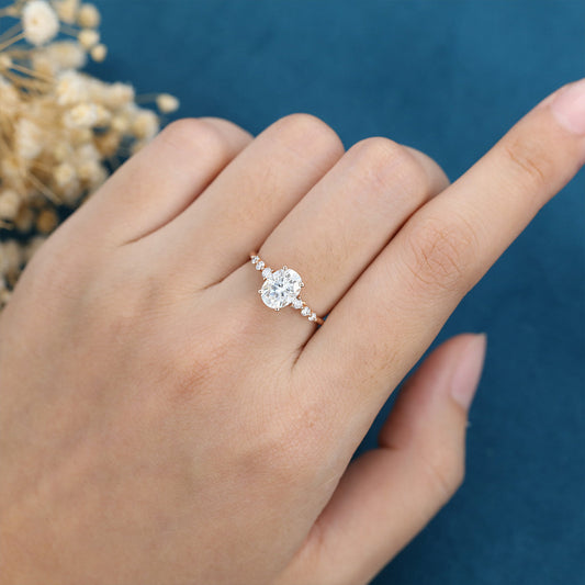 1.33 CT Oval Pave Lab Grown Diamond Engagement Ring