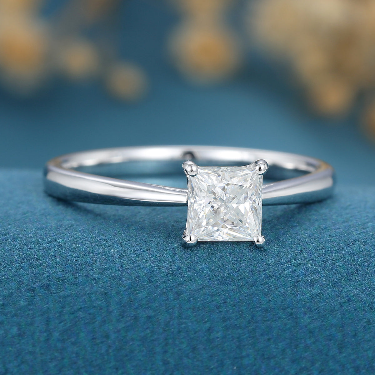 0.64 CT Princess Solitaire Lab Grown Diamond Engagement Ring