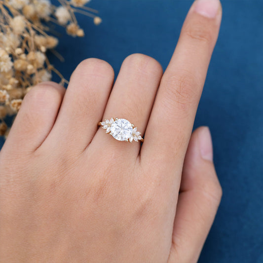 1.9 CT Oval Cluster Lab Grown Diamond Engagement Ring
