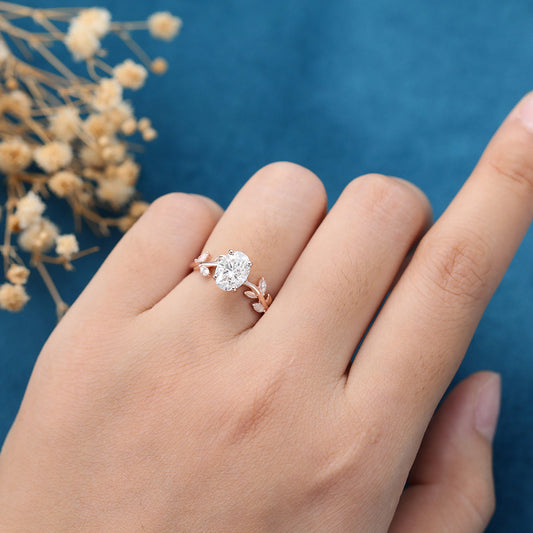 1.33 CT Oval Vintage Cluster Lab Grown Diamond Engagement Ring