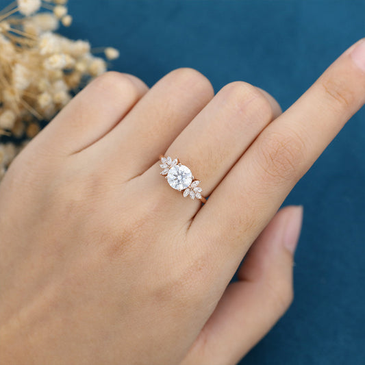 1.1 CT Round Cluster Lab Grown Diamond Engagement Ring
