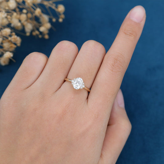 1.33 CT Oval Cluster Lab Grown Diamond Engagement Ring