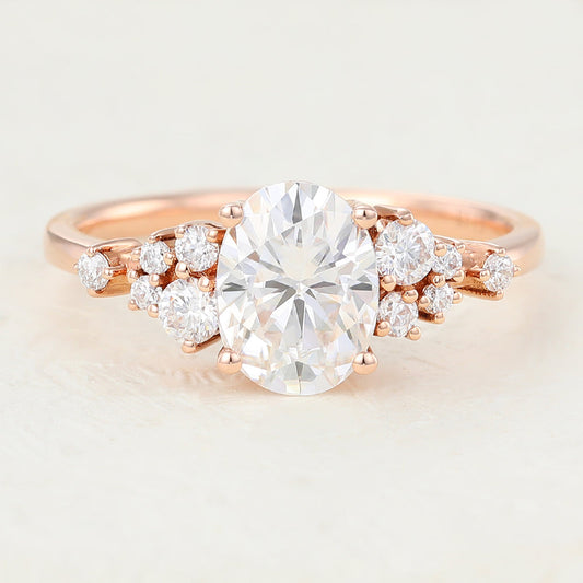 1.33 CT Oval Cluster Lab-Grown Diamond Engagement Ring