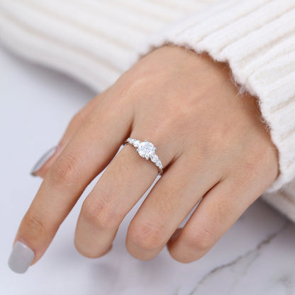 0.88 CT Round Pave Lab-Grown Diamond Engagement Ring