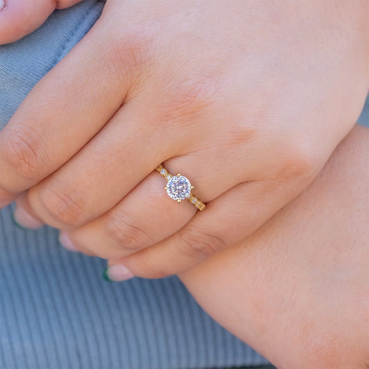1.8 CT Round Pave Lab Grown Diamond Engagement Ring