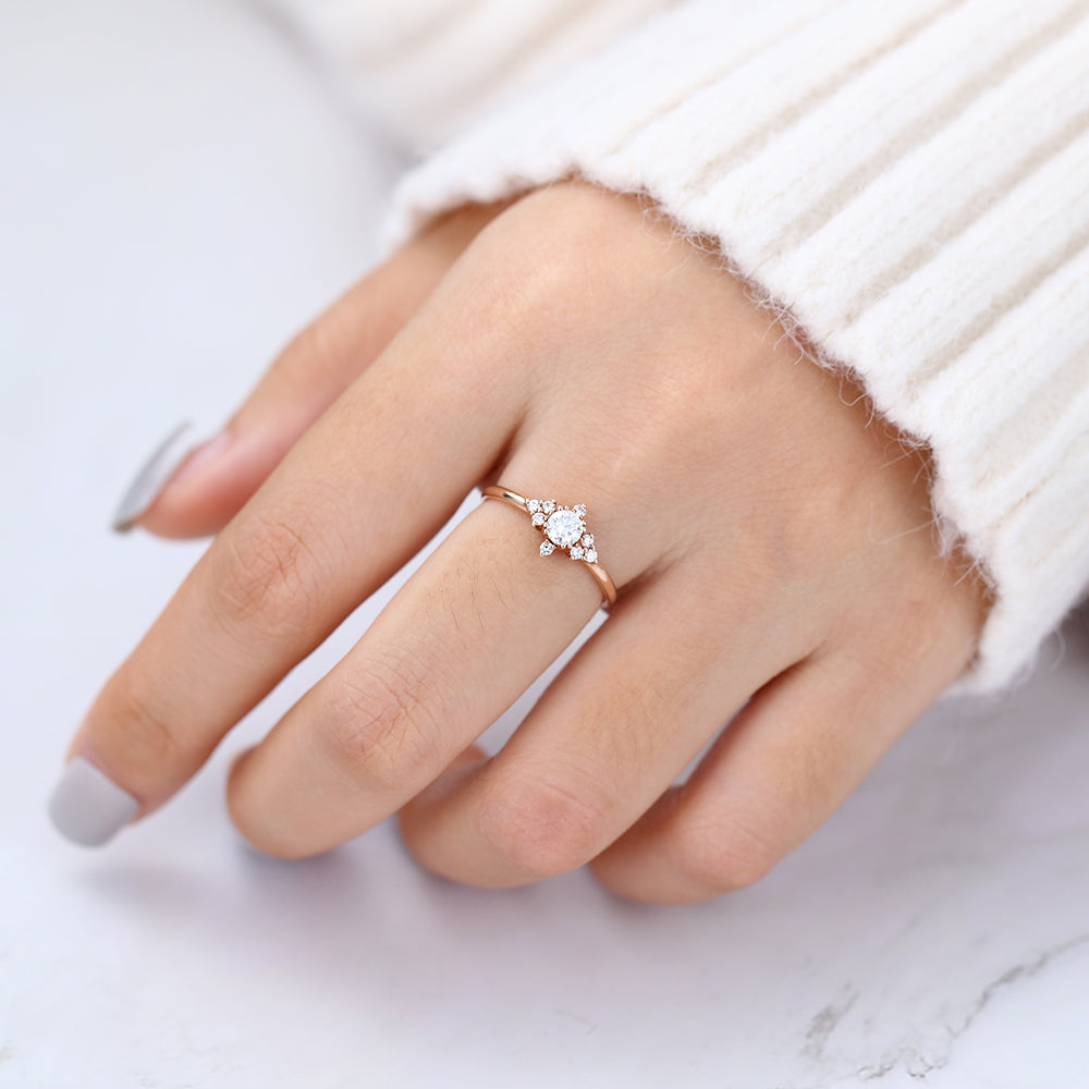 0.22 CT Round Cluster Lab-Grown Diamond Engagement Ring