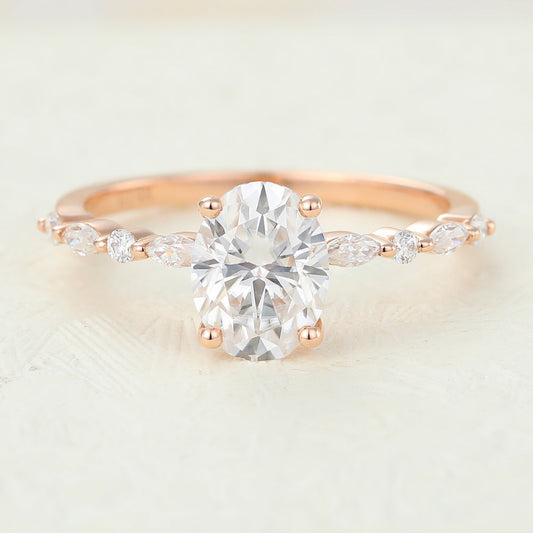 1.33 CT Oval Pave Lab-Grown Diamond Engagement Ring