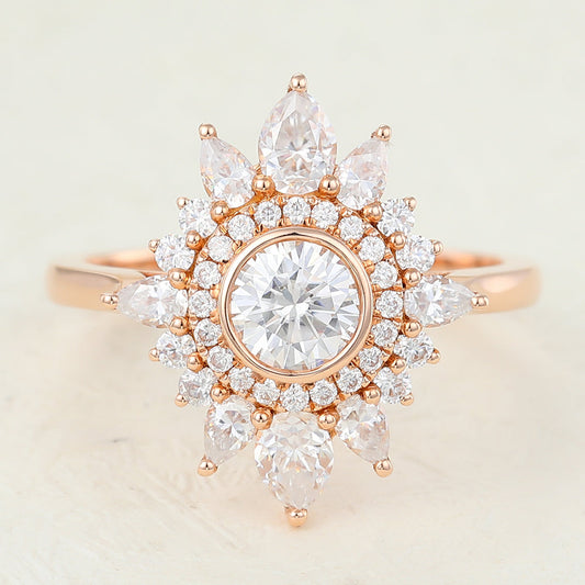 0.41 CT Round Cluster Lab-Grown Diamond Engagement Ring