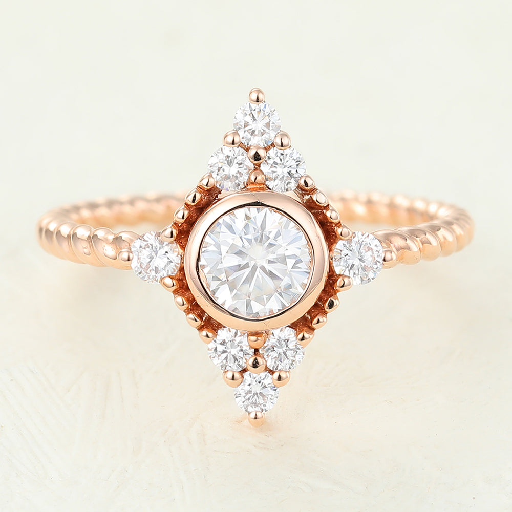 0.41 CT Round Cluster Lab-Grown Diamond Engagement Ring