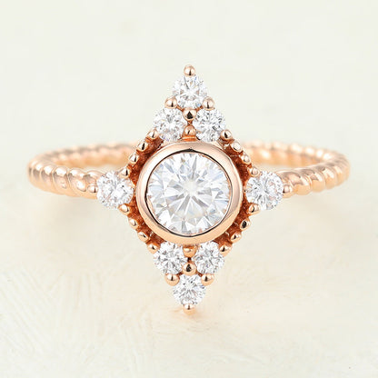 0.41 CT Round Cluster Lab-Grown Diamond Engagement Ring