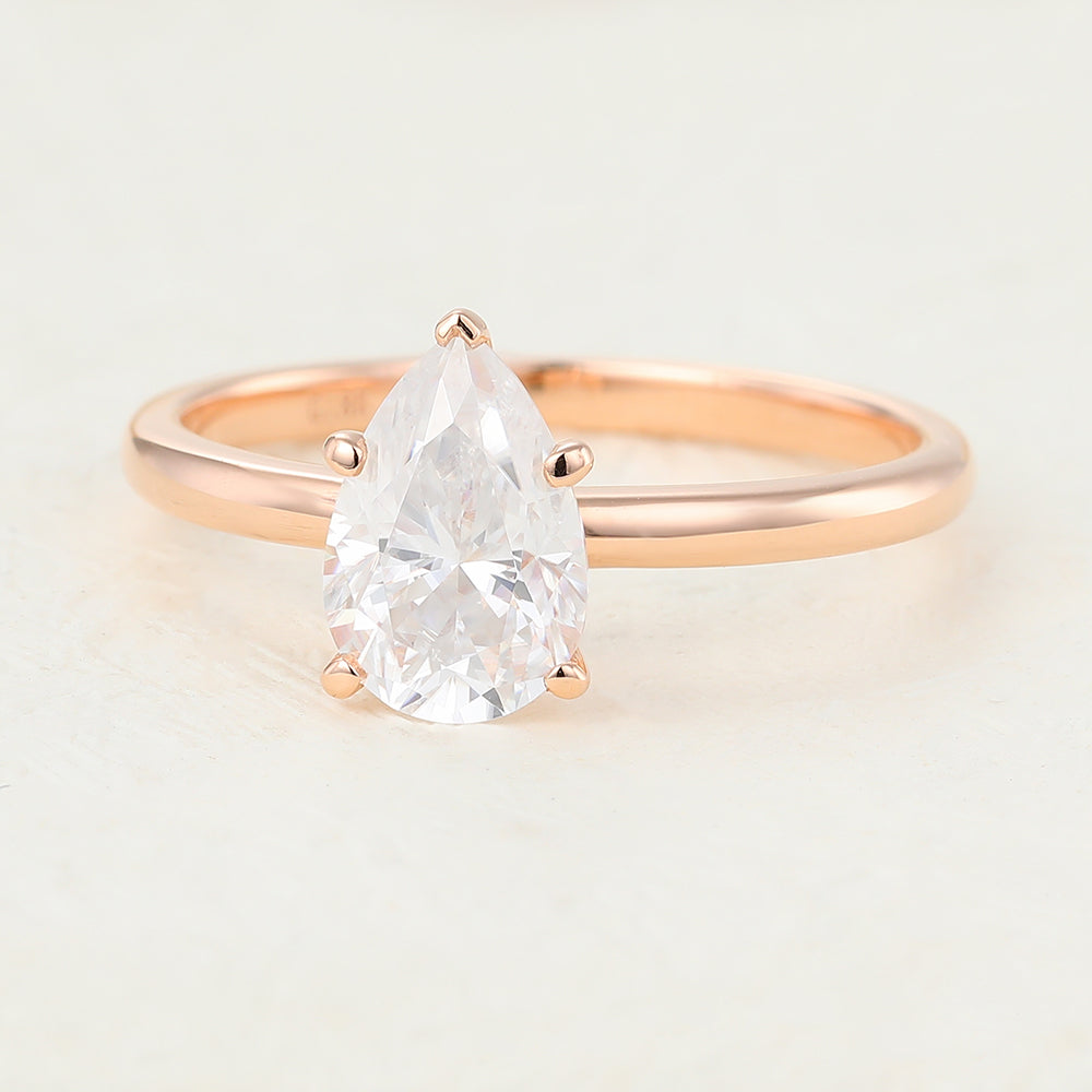 1.5 CT Pear Solitaire Moissanite Engagement Ring
