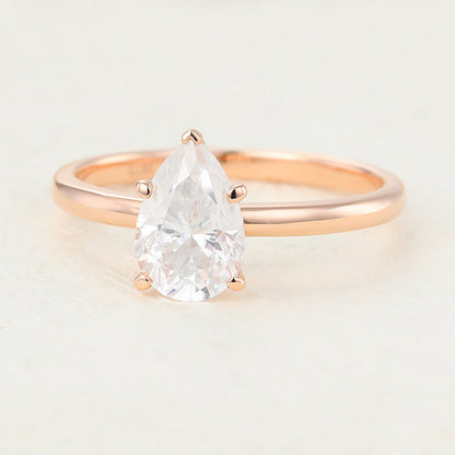 1.5 CT Pear Solitaire Moissanite Engagement Ring