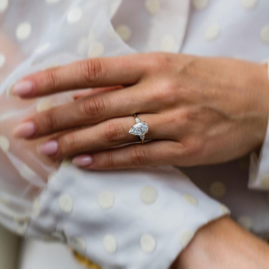 3.3 CT Pear Three Stone Lab Grown Diamond Engagement Ring