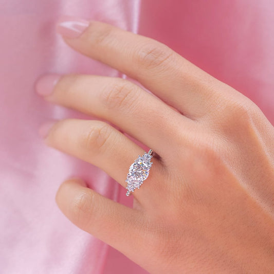 2 CT Round Cluster Lab Grown Diamond Engagement Ring
